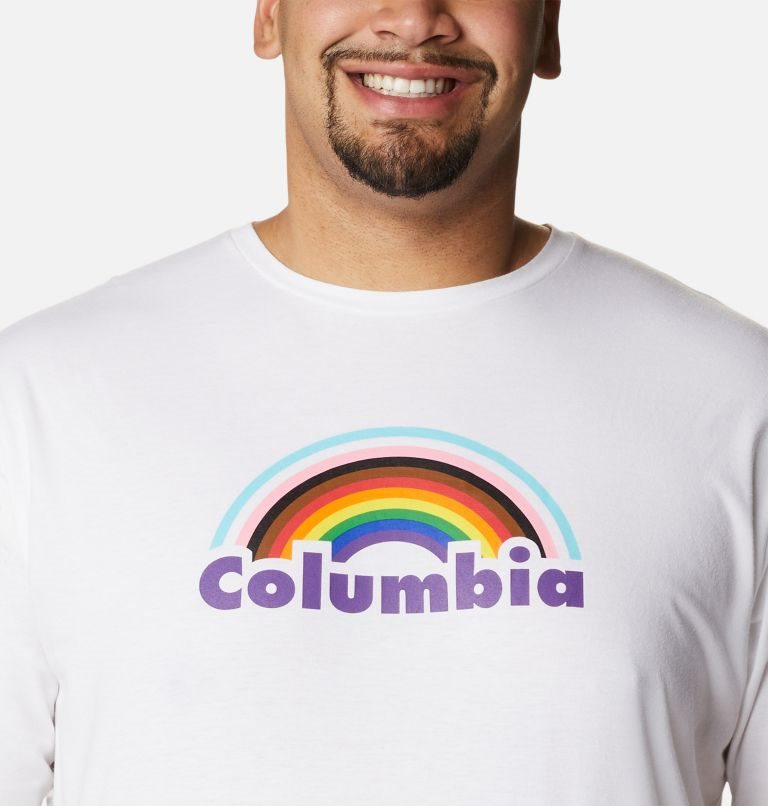 Men's Columbia Sun Trek Short Sleeve Graphic T Shirts White | Plus Size CA-XL316